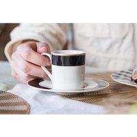 MIKASA Luxe Deco 2pc Fine China Espresso Cup & Saucer Set - Band Pattern, 100ml, Gift Boxed