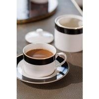 MIKASA Luxe Deco 2pc Fine China Tea Cup & Saucer Set - Band Pattern, 200ml, Gift Boxed