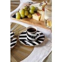 Mikasa Luxe Deco 2pc Fine China Espresso Cup & Saucer Set - Geo Pattern, 110ml, Gift Boxed