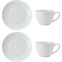 Mikasa MKCHCAPPK2 Chalk Porcelain Cappuccino Cups and Saucers, Set of 2, 310ml, White