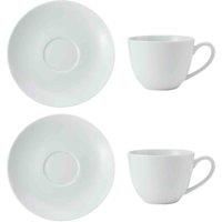 Mikasa MKCHCAPPK2 Chalk Porcelain Cappuccino Cups and Saucers, Set of 2, 310ml, White