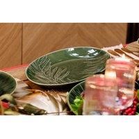 Mikasa Jardin Oval Serving Platter, Green Stoneware Oval Serving Platter for Food, 36cm, Large Serve Platter - Gift Boxed & Dishwasher Safe