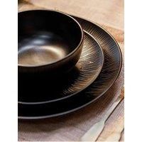 Mikasa Jardin Midnight 12-Piece Dinner Set, Stoneware Dinner Set for 4 with Dinner Plates, Side Plates and Bowls, Black - Gift Boxed & Dishwasher Safe