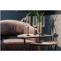 MIKASA Palermo Crystal Champagne Flutes Set of 4, 250ml, Champagne Glass Set with Black Stems | 100% Lead-Free Crystal - Gift Boxed & Dishwasher Safe
