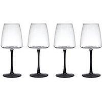 MIKASA Palermo Crystal White Wine Glasses Set of 4, 400ml, White Wine Glass Set with Black Stems | 100% Lead-Free Crystal - Gift Boxed & Dishwasher Safe