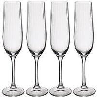 MIKASA Treviso Crystal Flute Glasses, 190ml, Set of 4 Lead-Free, Champagne Flutes with Rippled Effect for Celebrations