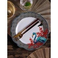 Mikasa x Sarah Arnett Dinner Plates, Set of 4, Porcelain Dinner Plate Set, Round Plates with Vibrant Print & Scalloped Edge, 27cm - Dishwasher Safe