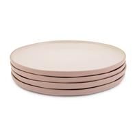 Jamie Oliver Big Love Perfect Plates, Pink and White, Speckled Stoneware Durable, Stackable Everyday Use Plates with Raised Rims, Dishwasher, Microwave, Oven-Safe, Set of 4, 27x27x6CM