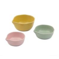 Jamie Oliver Big Love Pinch-Me Pots, Speckled Stoneware Small Bowls, 1, ½, ¼ Cups Measuring Cups, Dishwasher, Microwave, Oven-Safe, Multicolour, Set of 3, 11x10x5CM