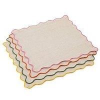 Jamie Oliver Big Love Neat Napkins, Set of 4 Scalloped Edge 45cm Napkins, Mixed Colours, Cotton-Linen Blend Napkins, Perfect for Table Settings, Dinner Parties, Machine Washable