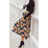 Little Mistress Women's Floral Pleated Midi Skirt | Size: 12