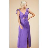 Little Mistress Women's Purple Satin Tie Strap Midi Dress | Size: 14
