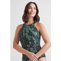 TOG24 Womens High Neck Summer Print Swimsuit Supportive Mesh-Lined Halterneck