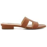Dune London Wide Fit Loupe Leather Sandal - Tan