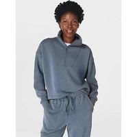 Sweaty Betty Womens Training Sand Wash Funnel Neck Half Zip - Blue