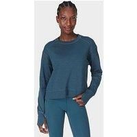 Sweaty Betty Womens Training After Class Crop Sweatshirt - Blue