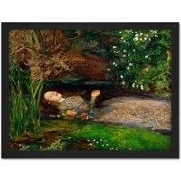 Artery8 Wall Art Print John Everett Millais Ophelia Cropped Large Framed Wall Dcor Art in Light Oak | Size: W18" x H24"