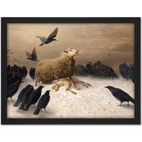 Schenck Anguish Sheep Ewe Crows Carrion Painting Artwork Framed Wall Art Print 18X24 Inch