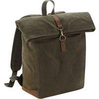 Quadra Heritage Waxed Canvas Leather Accent Backpack (One Size) (Olive Green)