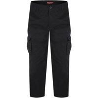 Duke Clothing Men's D555 Robert Peached Washed Cargo Trousers in Black | Size: 46S