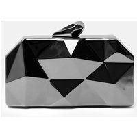 Womens Geometric Pattern Clutch Hand Bag Small Purse In Black