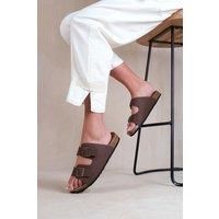 Willow' Two Strap Flat Sandals With Buckle Detail