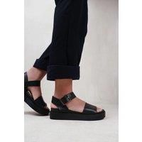 'Phoenix' Extra Wide Fit Classic Flat Sandals With Strap And Buckle Detail