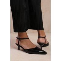 'Greece' Wide Fit Low Kitten Heels Pointed Toe Ankle Strap