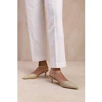 'Greece' Wide Fit Low Kitten Heels Pointed Toe Ankle Strap
