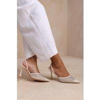 Fashion Thirsty Womens High Heel Sandals Pointed Toe With Diamantes Ladies Sparkly Wedding Prom Graduation Shoes Mesh Evening Party Occasion Heeled Dress Wide Fit Sandal Heels