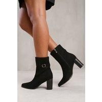 'North' Block Heel Boot With Buckle Detail