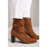 'North' Block Heel Boot With Buckle Detail