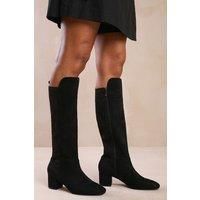 'Cherish' Block Heel Knee High Boots With Side Zip