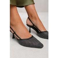'Zinnia' Slingback Pointed Toe Heel With Diamante Mesh