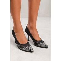'Aralyn' Wide Fit Court Shoe With Diamante Detailing