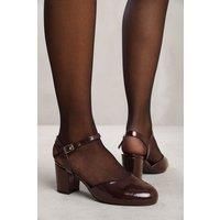 'Xena' Round Toe Mid Block Heel With Strap