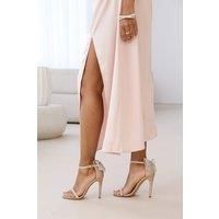 'Lia' Barely There High Heel With Diamante Bow Detail