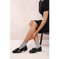 'Shaisha' Wide Fit Flatform Slip On Loafers Shoes With Tassle