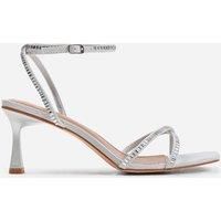 'Sammi' Wide Fit Square Toe Low Block Heel With Diamante Cross Over Strap Detail