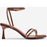 'Sammi' Square Toe Low Block Heel With Diamante Cross Over Strap Detail