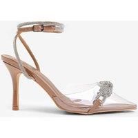 'Annie' Perspex Heel With Embellished Detail And Diamante Cross Strap