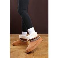 Where's That From Women's 'Flora' Suede Flat Slippers with Embroidered Trim Detail in Brown | Size: 3