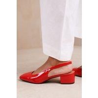 'Angelina' Square Toe Slingback Low Block Heel
