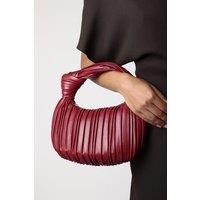 'Glow' Pleated Knot Handle Shoulder Bag With Gold Chain