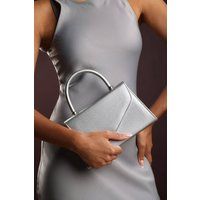 Where's That From Women's 'Marina' Structured Top Handle Shoulder Bag in Silver