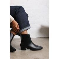 'Xanthe' Faux Suede Square Toe Ankle Boots with Low Block Heel