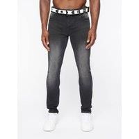 Crosshatch Barbeck Mens Classic Fashion Casual Slim Fit Jeans Black Wash