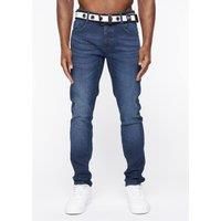 Crosshatch Barbeck Mens Classic Fashion Casual Slim Fit Jeans Dark Wash