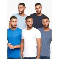 Duck and Cover 5 Pack Classic Crew Neck T-Shirt for Men, Plain Cotton Tshirt Pack of Five, Casual Tee Top Clothes (S, Black Red Mix)