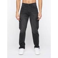 Crosshatch Kremtap Mens Casual Fashion Design Adventure Cargo Jeans Black